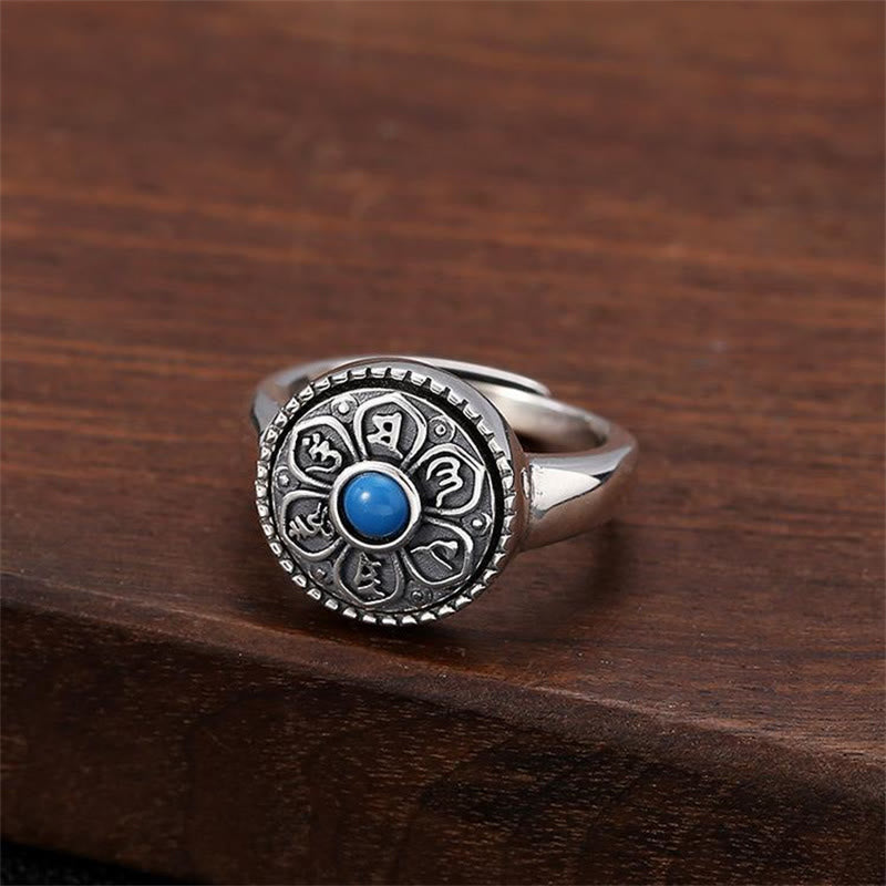 Buddha Stonesチベットオーム・マニ・パドメ・フムピース 回転可能リング