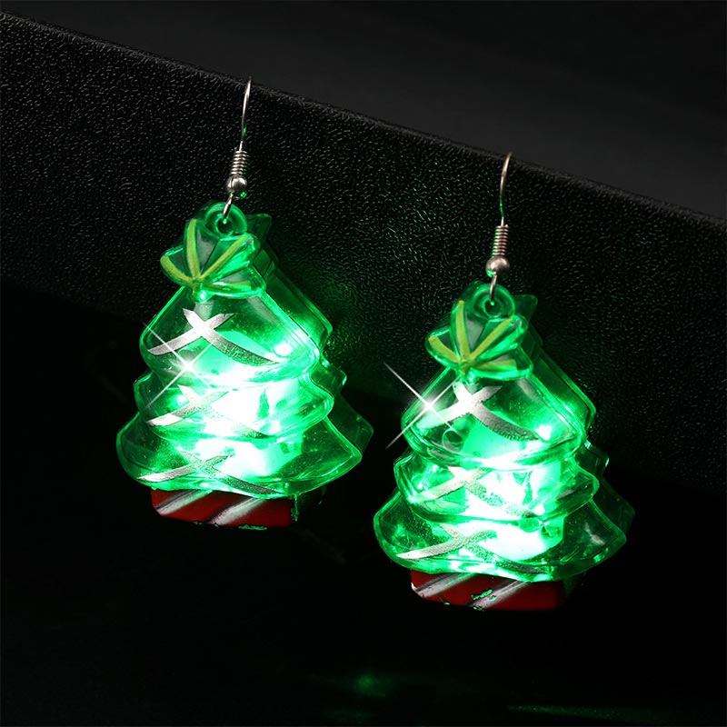 LEDクリスマスサンタクロースツリーエルク光るイヤリング