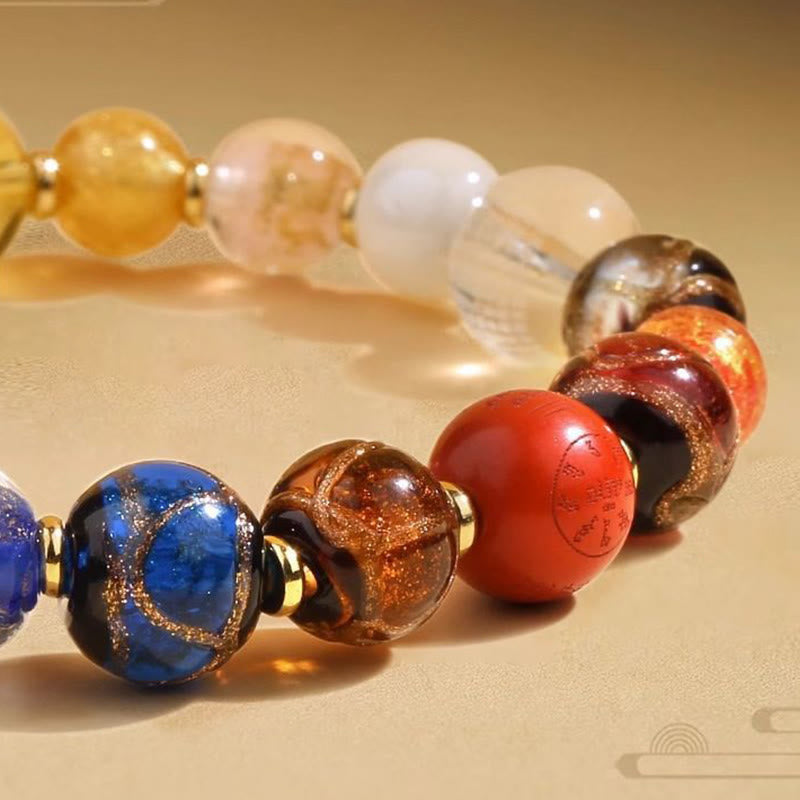 Buddha Stonesチベット カラフル 香灰 リュウリ ガラスビーズOm Mani Padme Humドルジェヴァジュラ 18ビーズ リストMala