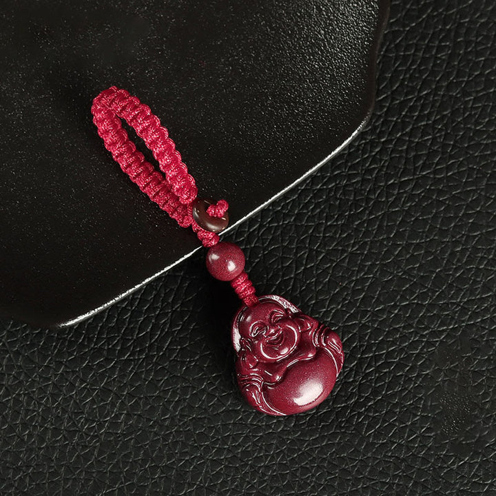 Buddha Stones笑う仏陀 辰砂 祝福ネックレス ペンダント 携帯電話吊り下げ装飾 キーチェーン - キーホルダー - 赤 - image 9