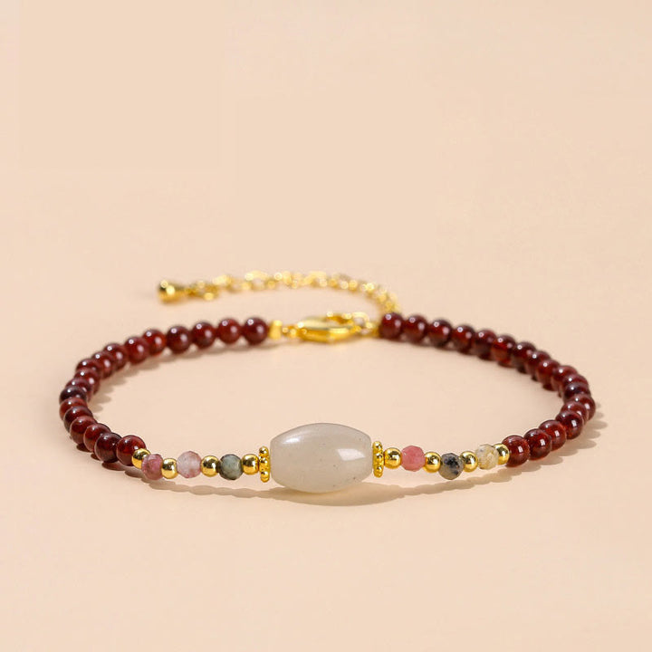 Buddha Stonesガーネット翡翠トルマリンビーズパッションブレスレット