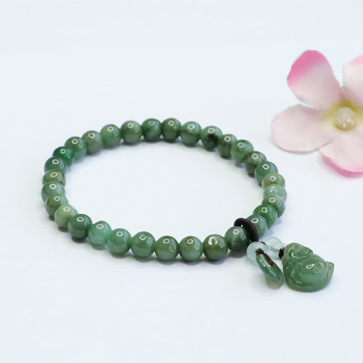 Buddha Stones笑う仏陀 シアン翡翠 ヒーリングブレスレット