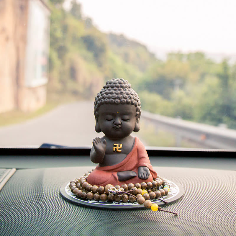 Buddha Stones小さな仏像 セレニティ 紫粘土 ホームデスクデコレーション