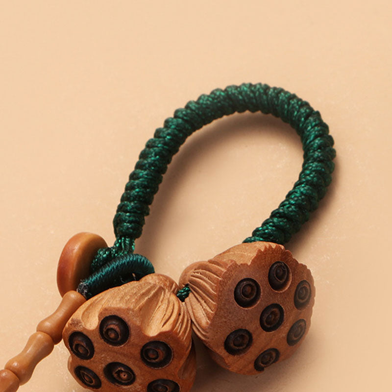 Buddha Stones蓮 天然 白 菩提樹 桃色 幸運のキーホルダー 装飾