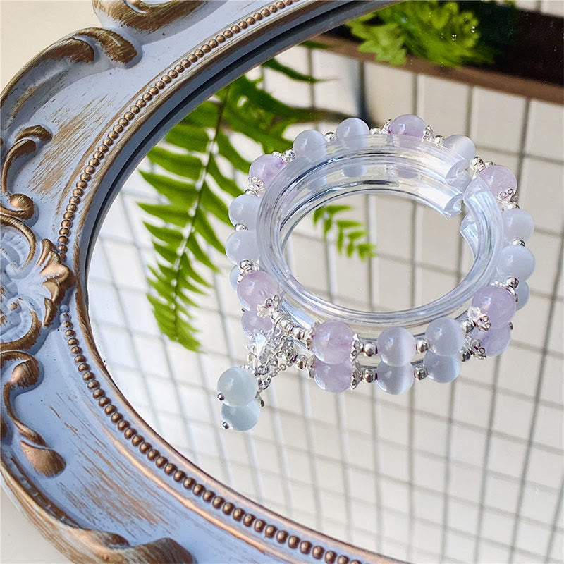 Buddha Stones925スターリングシルバー 天然アメジスト キャッツアイ スピリチュアルアウェアネススターブレスレット - image 2