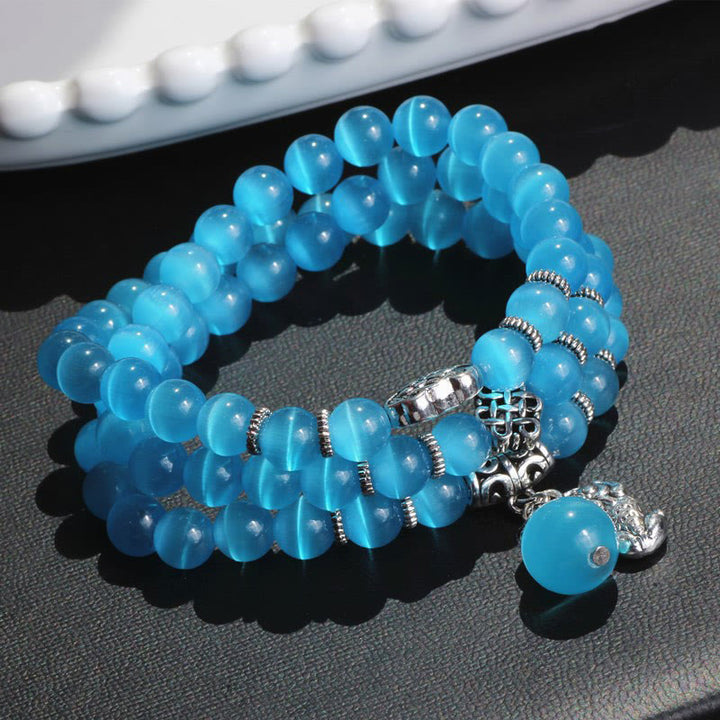 Buddha Stonesキャットアイ貔貅サポートトリプルラップブレスレット