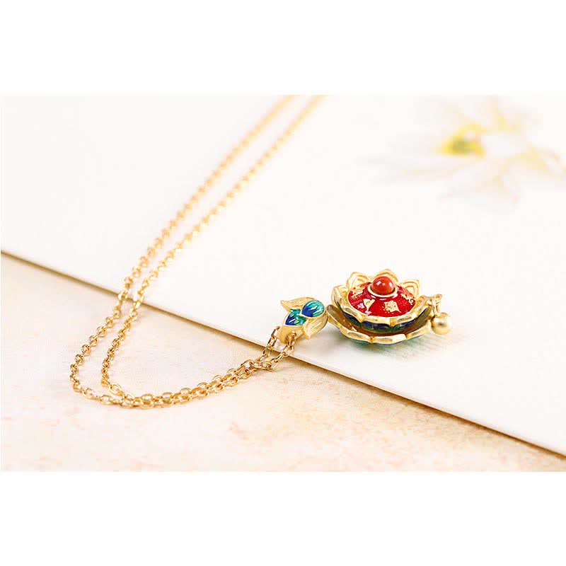 925スターリングシルバー チベット ロータス祈祷ホイール赤瑪瑙 悟りのネックレスペンダント - image 9