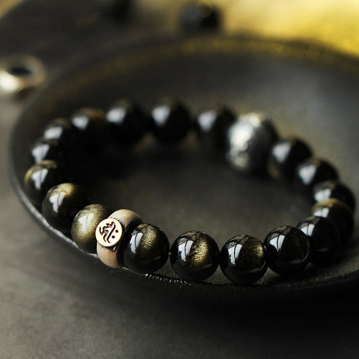 Buddha Stones十二支誕生仏黒曜石 浄化ブレスレット