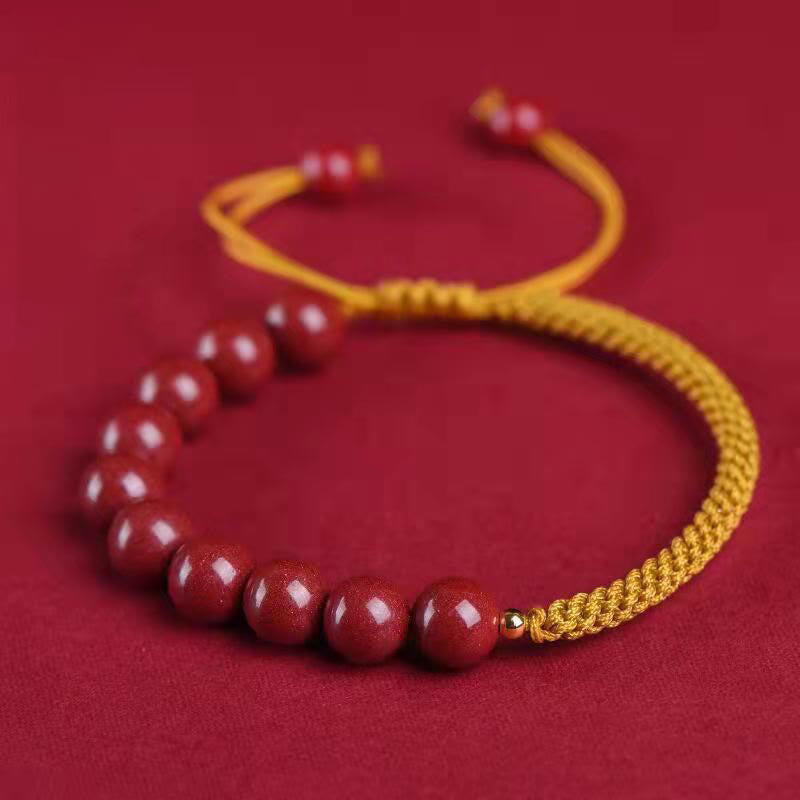 Buddha Stones天然辰砂キングコングノット祝福ストリングブレスレット