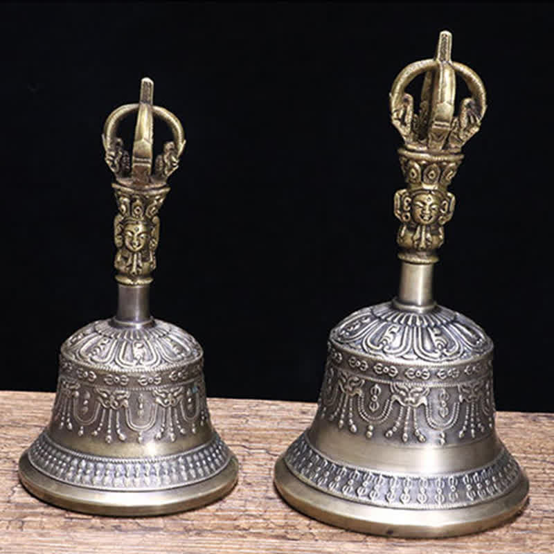 Buddha Stonesチベット瞑想ベルと金剛杵銅悟り装飾セット