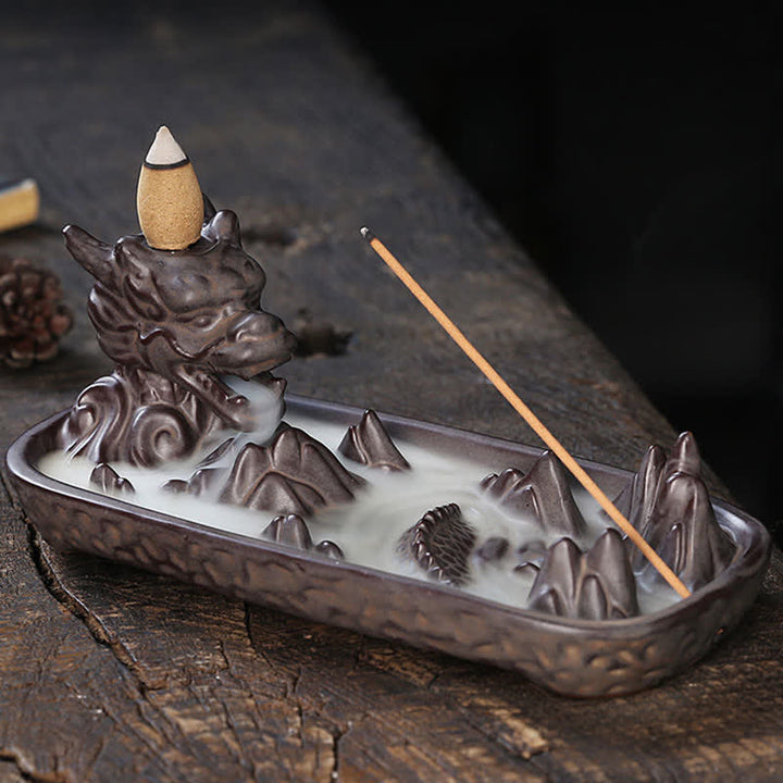 Buddha Stones龍山 力強い 陶器 香炉 装飾