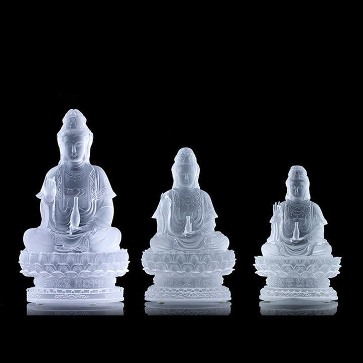Buddha Stones観音菩薩 手作り置物 琉璃クリスタルアート作品 富の像 家へのお供え物 装飾