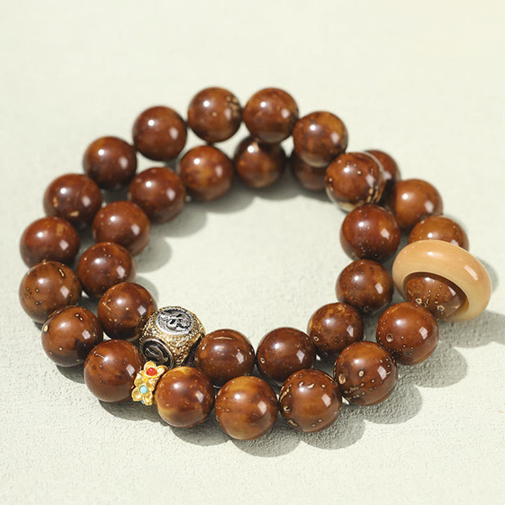 Buddha Stonesチベット天然紫金鼠菩提樹の富ダブルラップブレスレット
