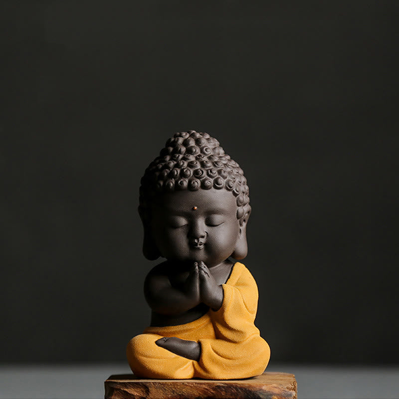 Buddha Stones小さな仏像 セレニティ 紫粘土 ホームデスクデコレーション