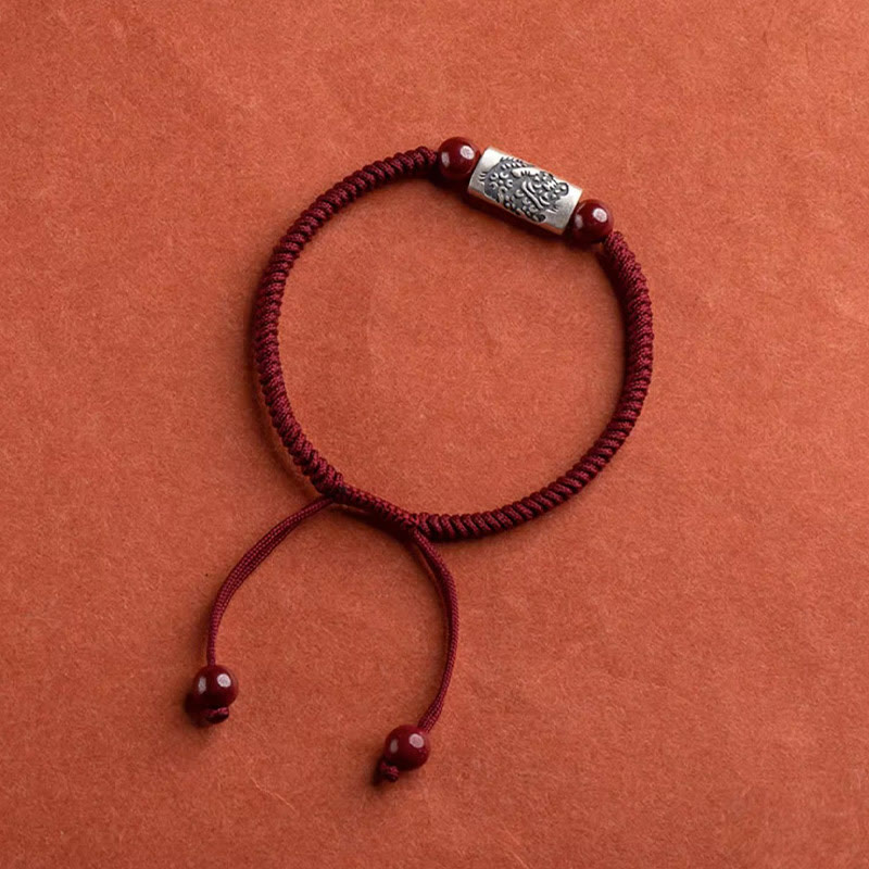 Buddha Stones925スターリングシルバー 12星座 辰砂 ストリングブレスレット