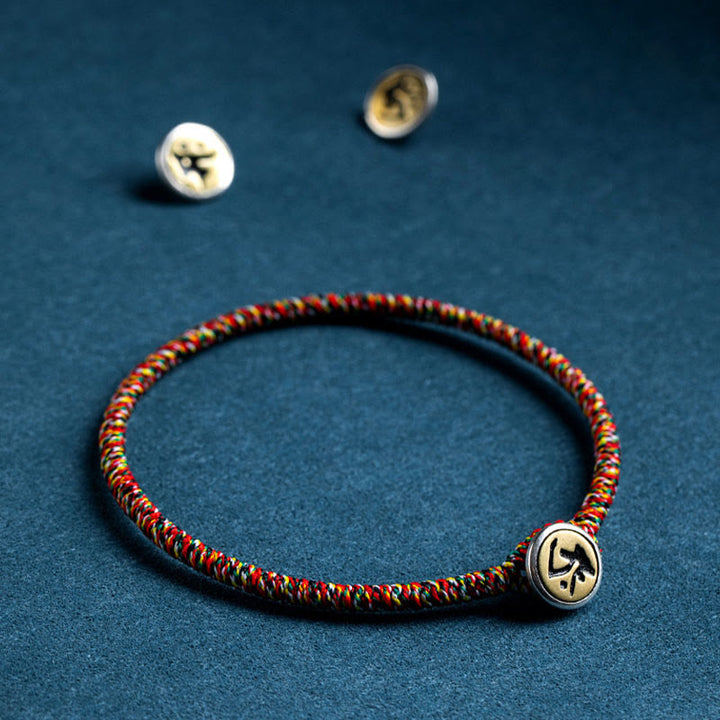 Buddha Stonesハンドメイド 925 スターリングシルバー十二支誕生仏守護 カラフル ロープブレスレット
