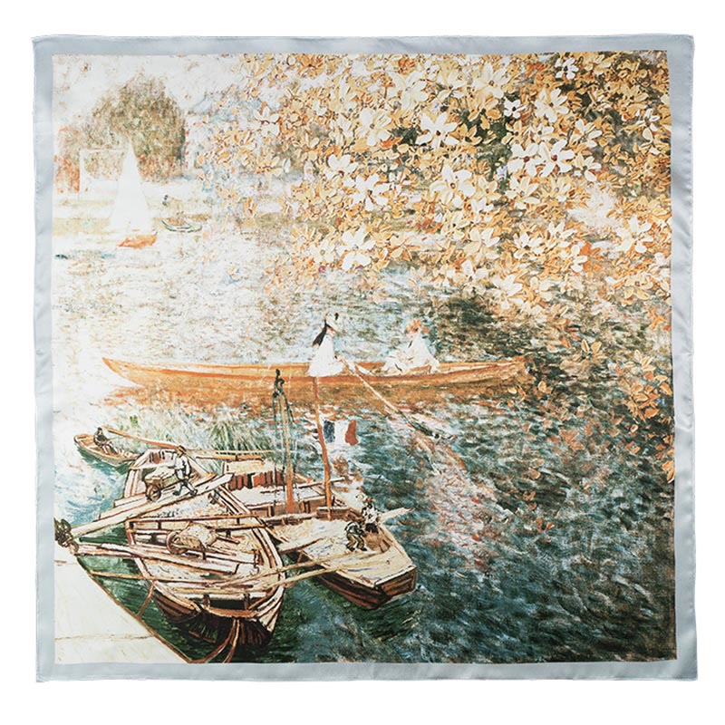 Buddha Stonesジャングル油絵吉兆雲100%マルベリーシルクスカーフプレミアムグレード6A両面シルクネックスカーフ - image 17