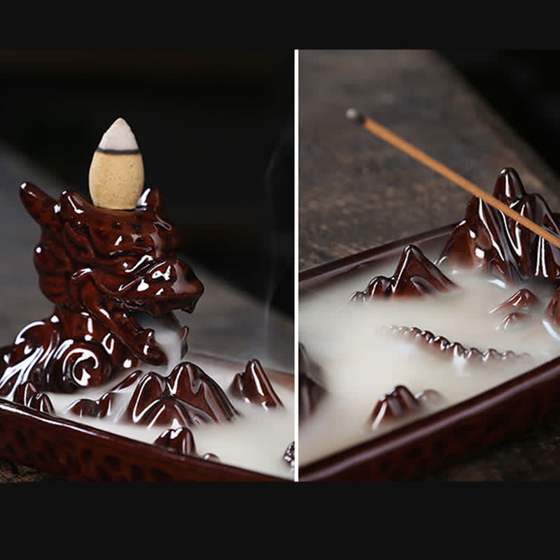 Buddha Stones龍山 力強い 陶器 香炉 装飾