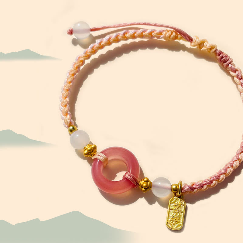 Buddha Stones平和と喜び 瑪瑙 平和バックル 縁起の良い手作り編みブレスレット