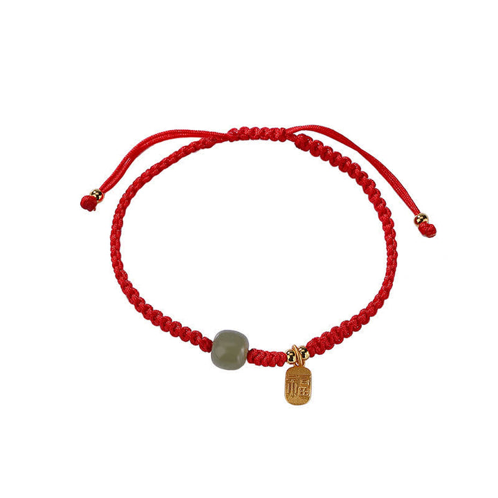 Buddha Stones925 スターリングシルバー 和田翡翠 祝福 富 赤い紐 ブレスレット