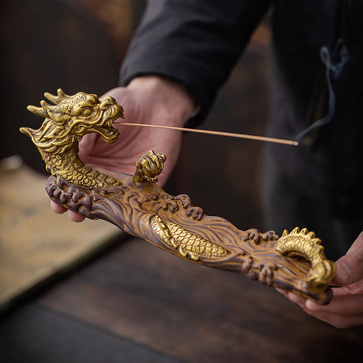 Buddha Stones龍守護 陶器 スティック 香炉 装飾