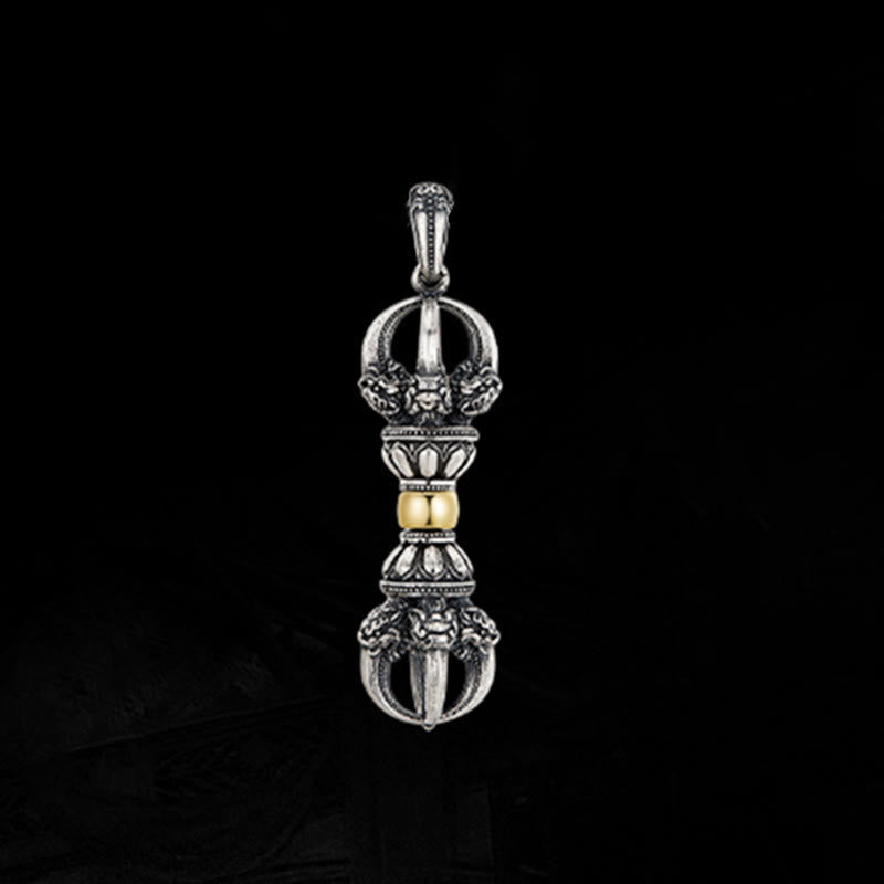 Buddha Stonesチベットドルジェ金剛杵デザイン富のネックレスペンダント