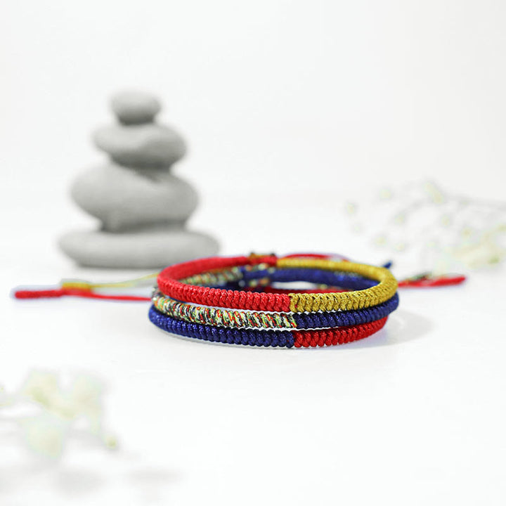 チベットのBuddha Stonesハンドメイドマルチカラーキングコングノット信仰保護編み込み2色ストリングブレスレット