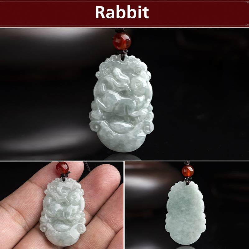 Buddha Stones天然翡翠12星座成功ペンダントネックレス - うさぎ - image 29