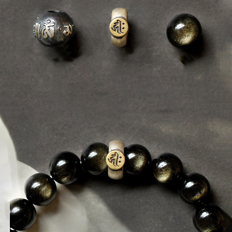 Buddha Stones十二支誕生仏黒曜石 浄化ブレスレット
