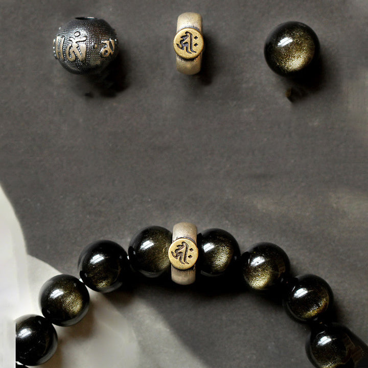 Buddha Stones十二支誕生仏黒曜石 浄化ブレスレット