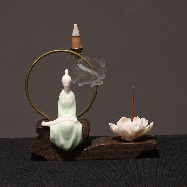 Buddha Stones陶器 蓮 癒し 瞑想 香炉 装飾