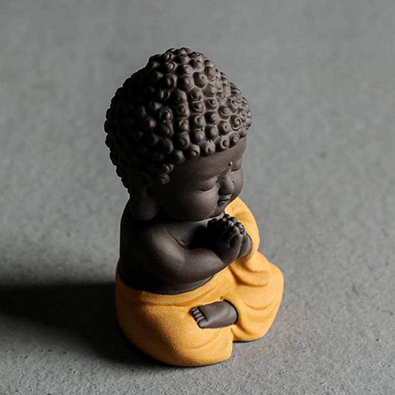 Buddha Stones小さな仏像 セレニティ 紫粘土 ホームデスクデコレーション