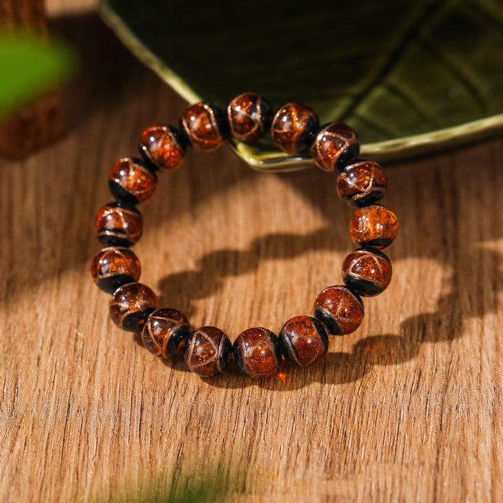 Buddha Stonesチベット古典琉璃ガラスビーズ幸運富ブレスレット