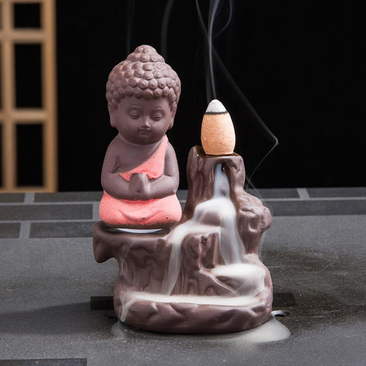 Buddha Stones逆流煙噴水 陶器製 祝福香炉 装飾