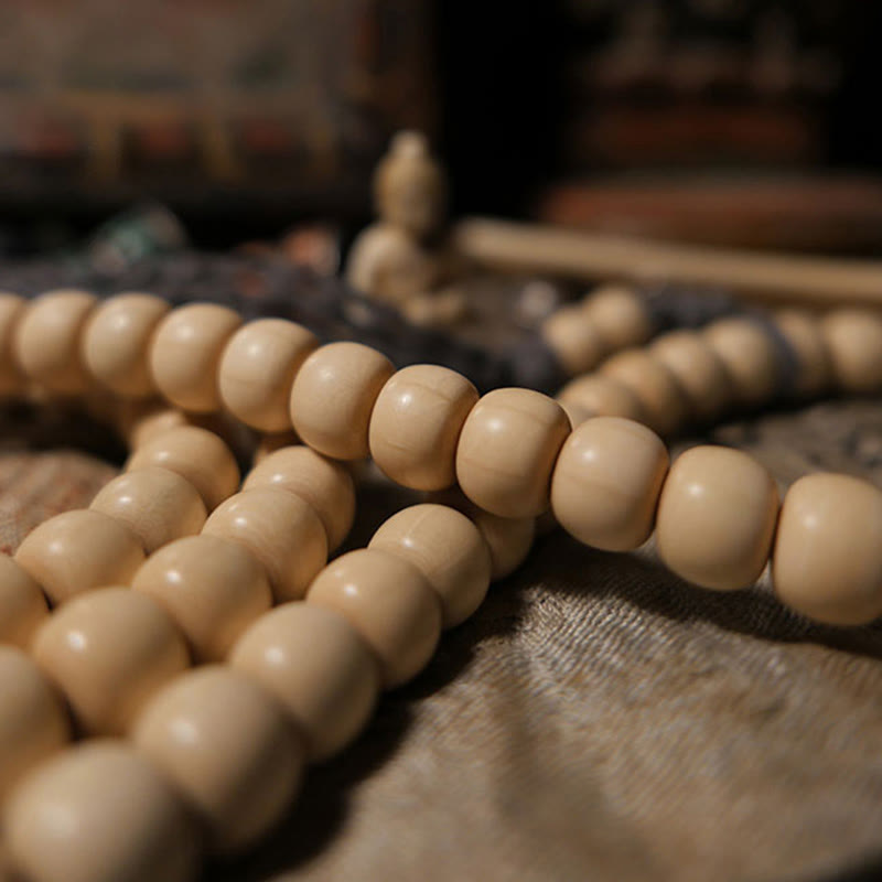 Buddha Stones108 個のMalaアベリア ビフローラ 木製 邪気払い 手首用Mala