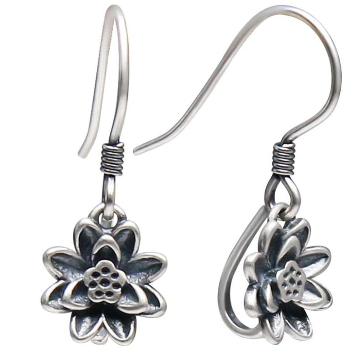 Buddha Stones925スターリングシルバー 蓮の花 悟りのイヤリング
