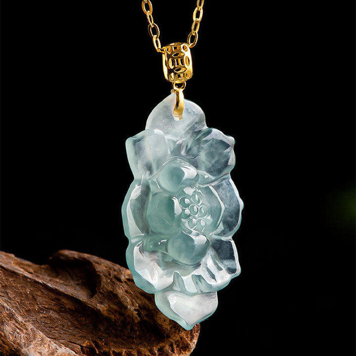 Buddha Stones18Kゴールド 天然翡翠 蓮模様 繁栄のネックレスペンダント - image 4