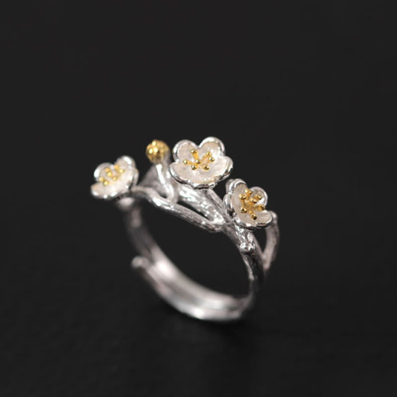 Buddha Stones925スターリングシルバー 梅の花 フローラルブレッシングイヤリング