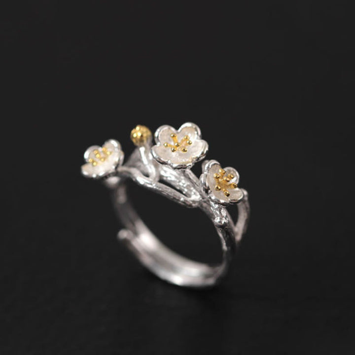 Buddha Stones925スターリングシルバー 梅の花 フローラルブレッシングイヤリング