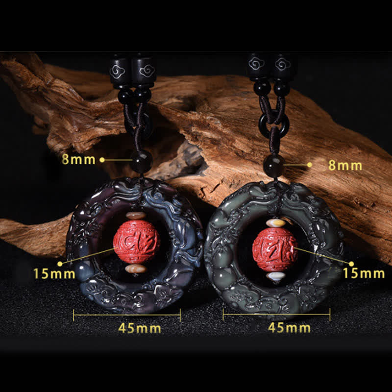 Buddha Stones風水天然レインボーオブシディアン貔貅辰砂ヒーリングネックレスペンダント - image 11