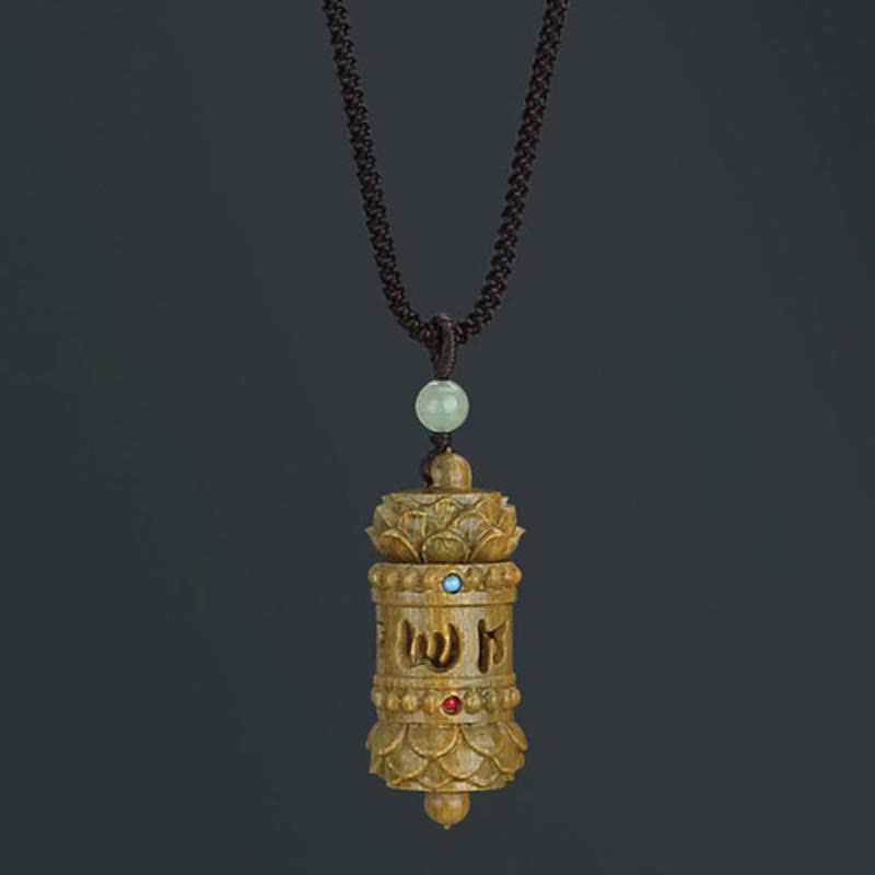 Buddha Stonesチベット グリーンサンダルウッド ローズウッドオーム・マニ・パドメ・フムフム ロータス ポジティブ 癒し ネックレス ペンダント - image 8