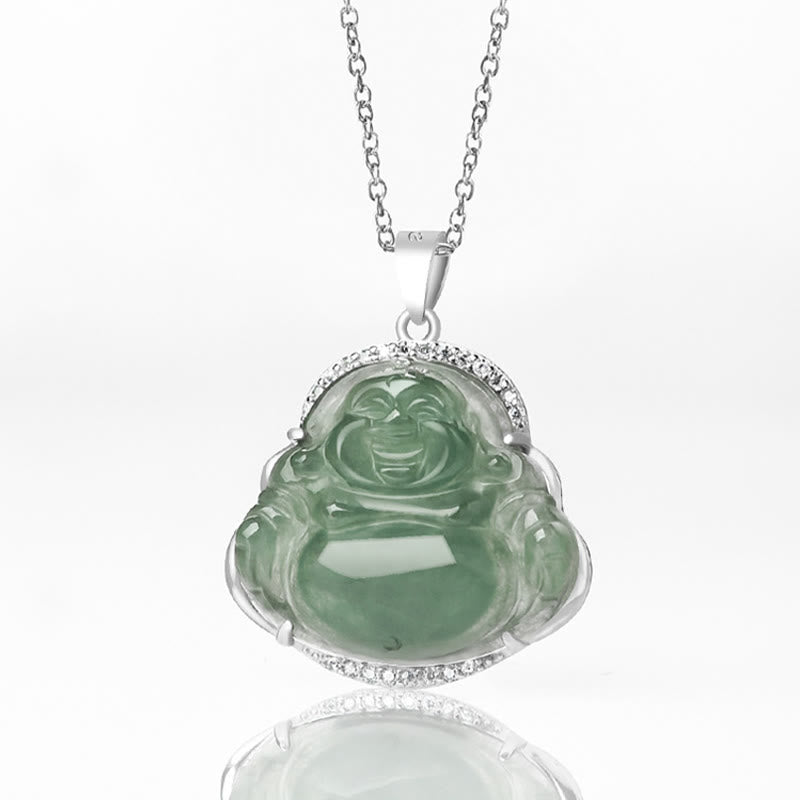 Buddha Stones925スターリングシルバー 笑う仏陀 天然翡翠 幸運 繁栄 ネックレス チェーン ペンダント - image 5