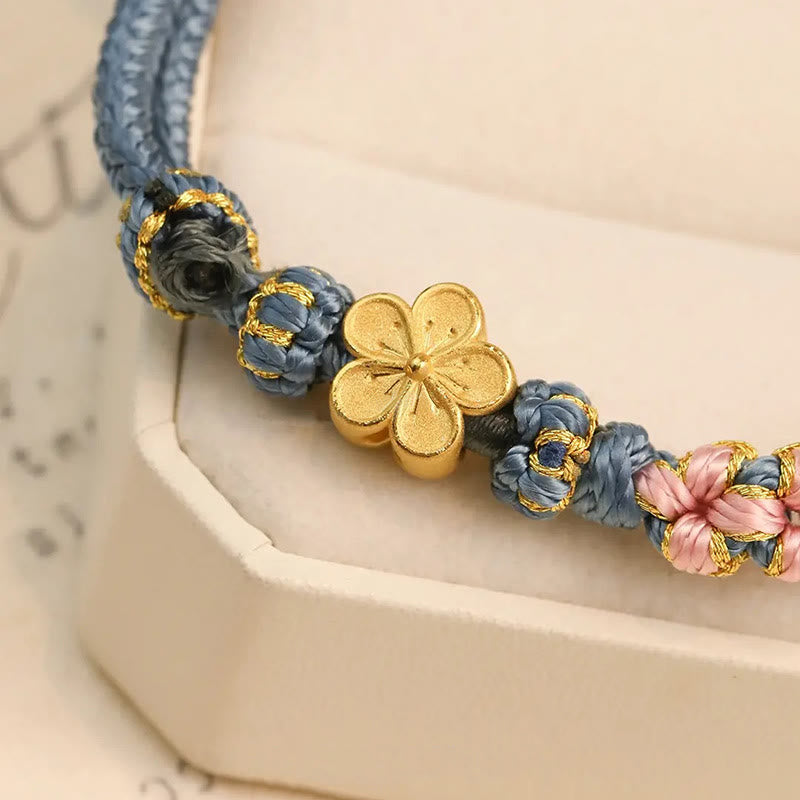 桃の花模様の富の紐ブレスレット