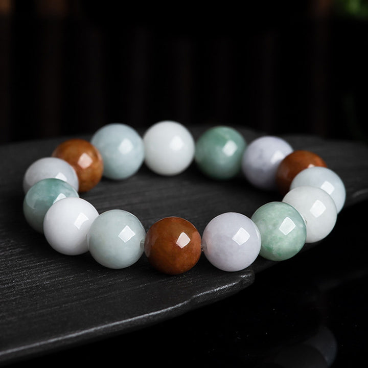 Buddha Stones天然翡翠ヒーリングプロテクションブレスレット