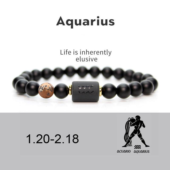 Buddha Stones12星座 ブラックオニキス 調節可能ブレスレット
