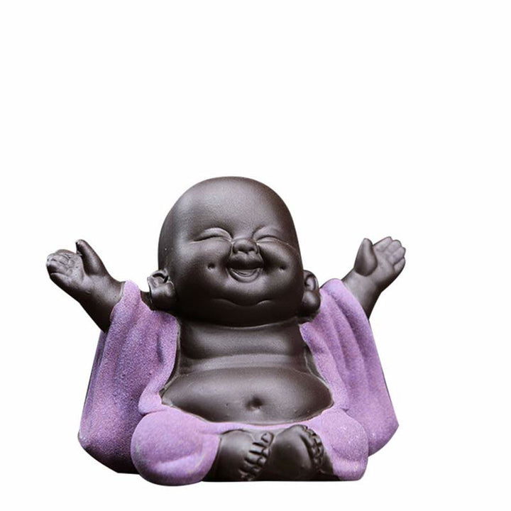いつも笑顔のBuddha Stones笑う仏 富と幸運 紫粘土 弥勒像 装飾