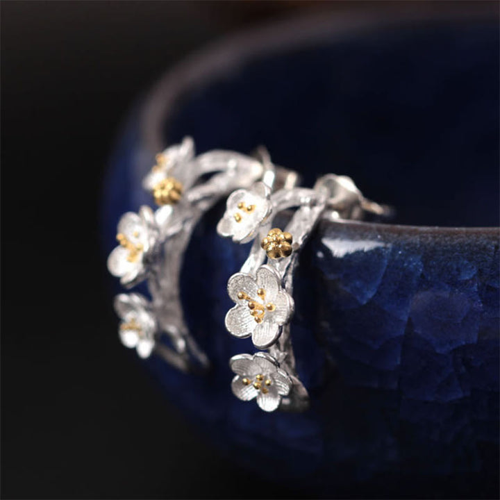 Buddha Stones925スターリングシルバー 梅の花 フローラルブレッシングイヤリング