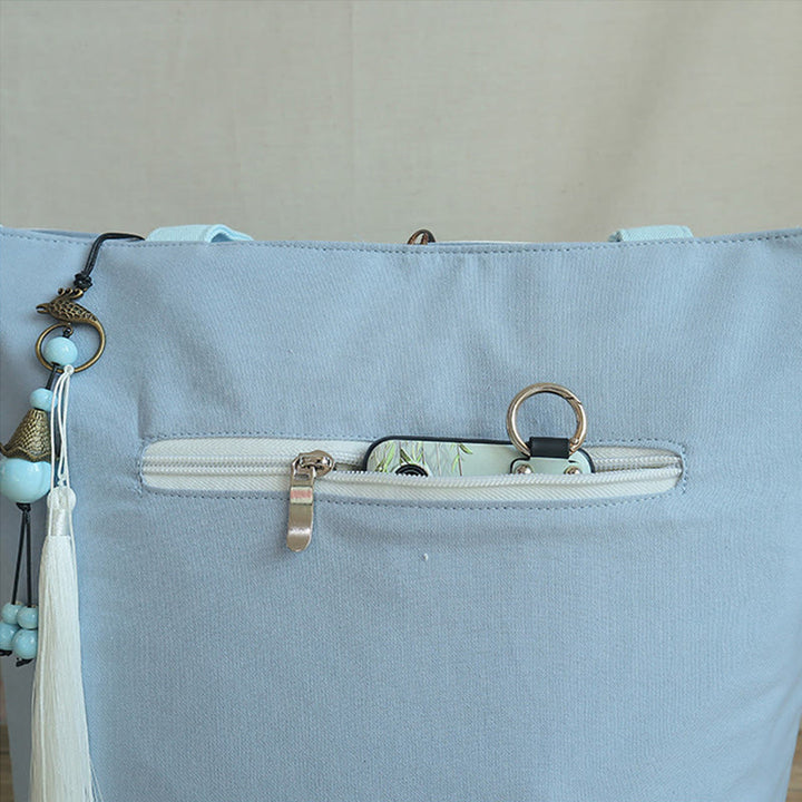 梨花 梅 桃の花 竹刺繍 キャンバス 大容量 ショルダーバッグ トートバッグ - image 10