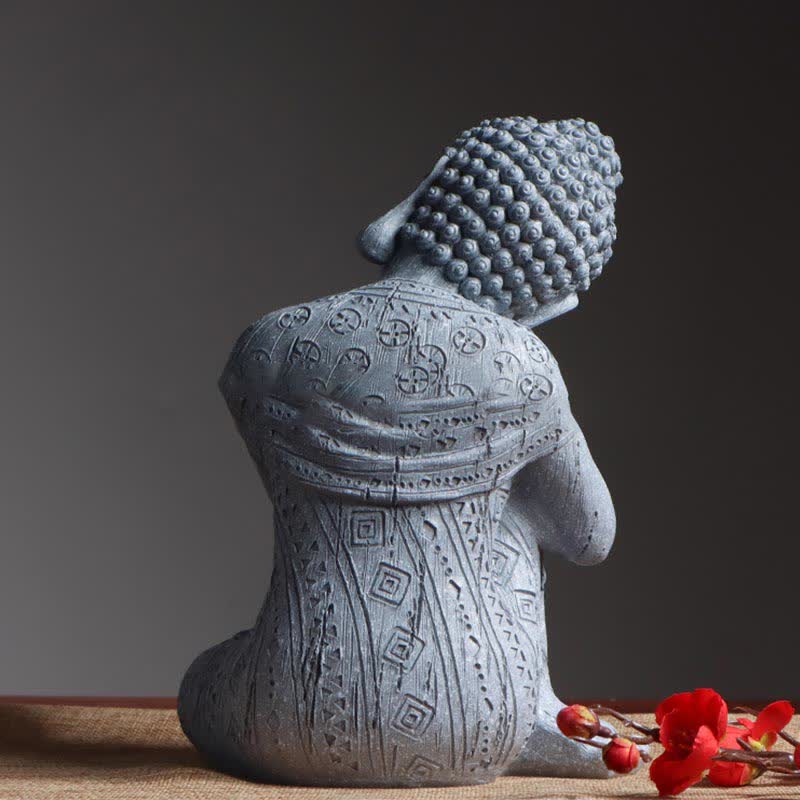 Buddha Stonesチベットの瞑想仏 静寂の樹脂像 装飾 - image 9