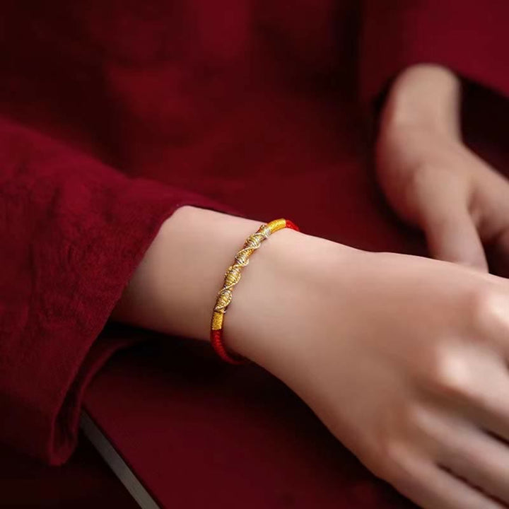 Buddha Stones925スターリングシルバー 幸運と強さ 赤い糸の保護編みブレスレット